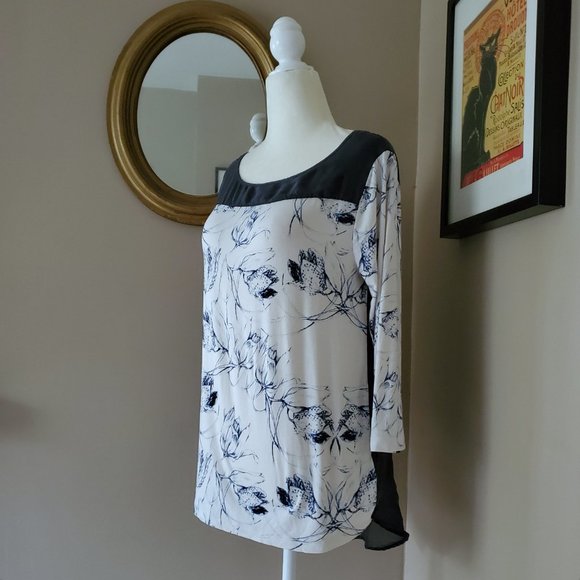 Anthro Leifsdottir Floral Print Silk Back Blouse S - Picture 2 of 16